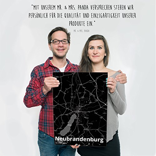 Mr. & Mrs. Panda Poster DIN A2 Stadt Neubrandenburg Stadt Black – Stadt Dorf Karte Landkarte Map Stadtplan Poster, Wandposter, Bild, Wanddeko, Wand, Fan, Fanartikel, Souvenir, Andenken, Fanclub, Stadt, Mitbringsel - 4